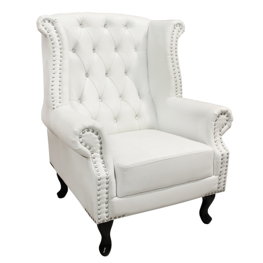 ARMCHAIR-BERGERE T. CHESTERFIELD POLINA PU WHITE MATT 83x75x107