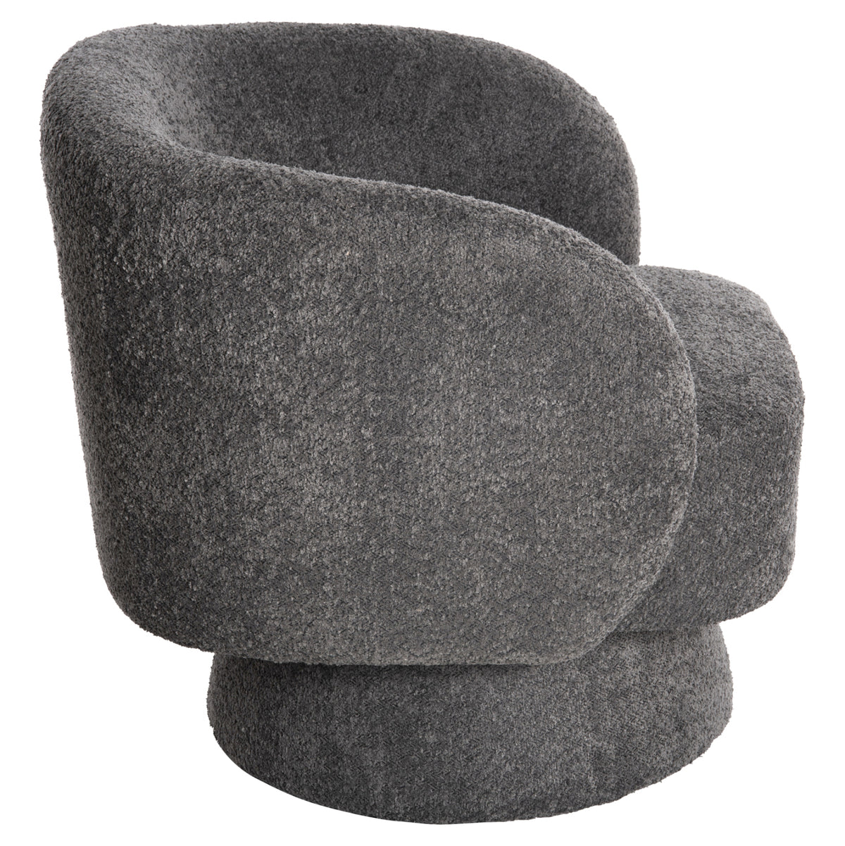 KARLEN SWIVEL ARMCHAIR GREY BOUCLE FABRIC 78x81x77