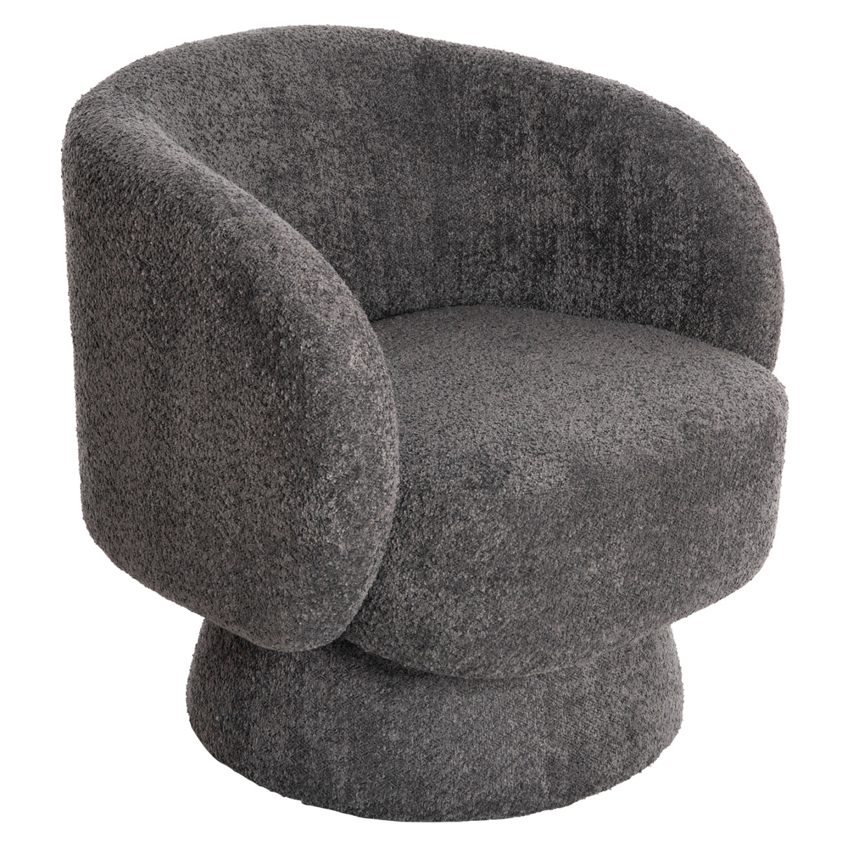 KARLEN SWIVEL ARMCHAIR GREY BOUCLE FABRIC 78x81x77
