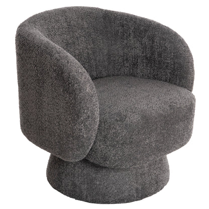 KARLEN SWIVEL ARMCHAIR GREY BOUCLE FABRIC 78x81x77
