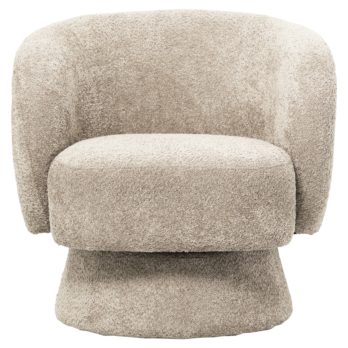 KARLEN SWIVEL ARMCHAIR BEIGE BOUCLE FABRIC 78x81x77