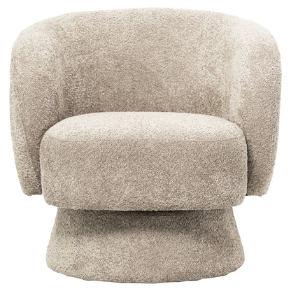 KARLEN SWIVEL ARMCHAIR BEIGE BOUCLE FABRIC 78x81x77