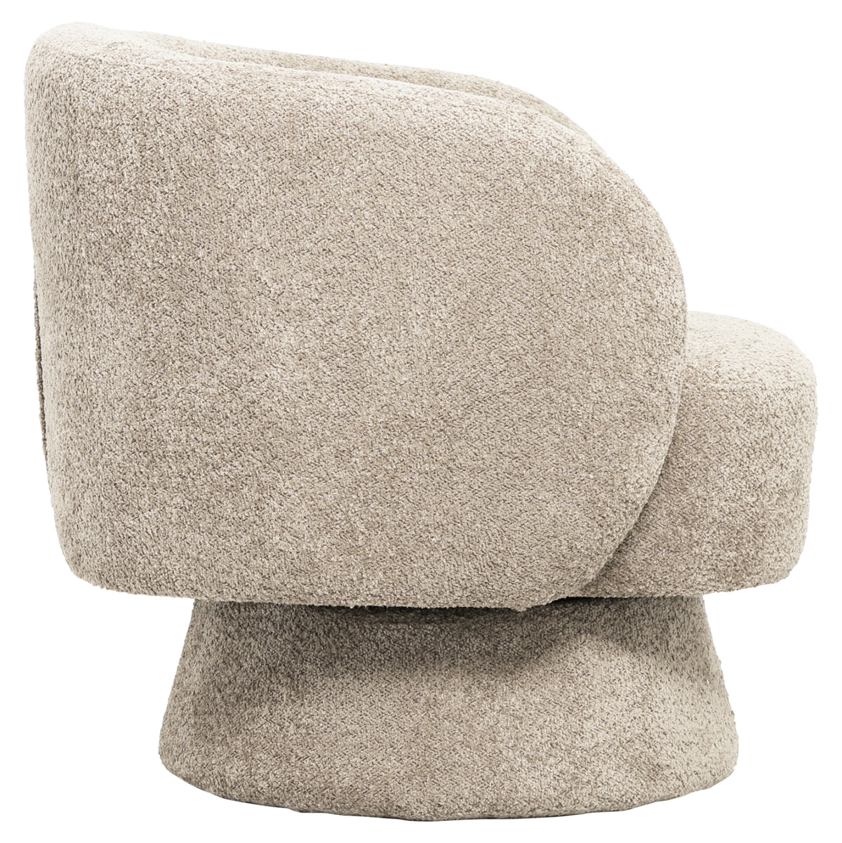 KARLEN SWIVEL ARMCHAIR BEIGE BOUCLE FABRIC 78x81x77