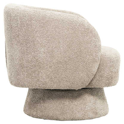 KARLEN SWIVEL ARMCHAIR BEIGE BOUCLE FABRIC 78x81x77