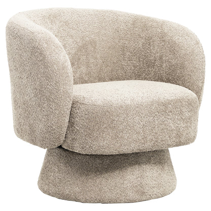 KARLEN SWIVEL ARMCHAIR BEIGE BOUCLE FABRIC 78x81x77