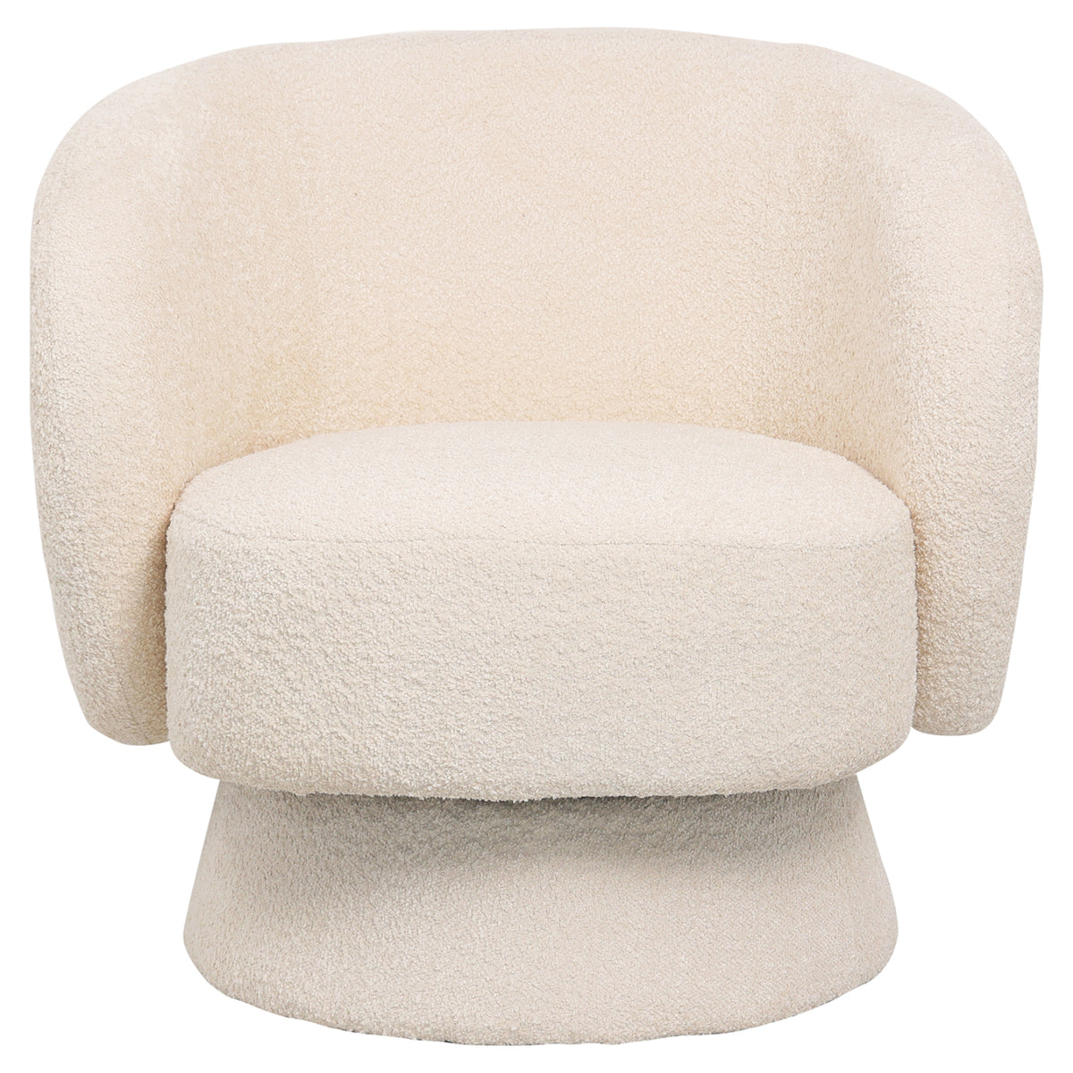 KARLEN SWIVEL ARMCHAIR ECRU BOUCLE FABRIC 78x81x77