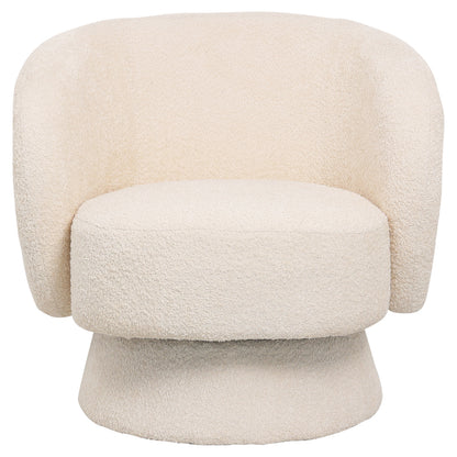 KARLEN SWIVEL ARMCHAIR ECRU BOUCLE FABRIC 78x81x77