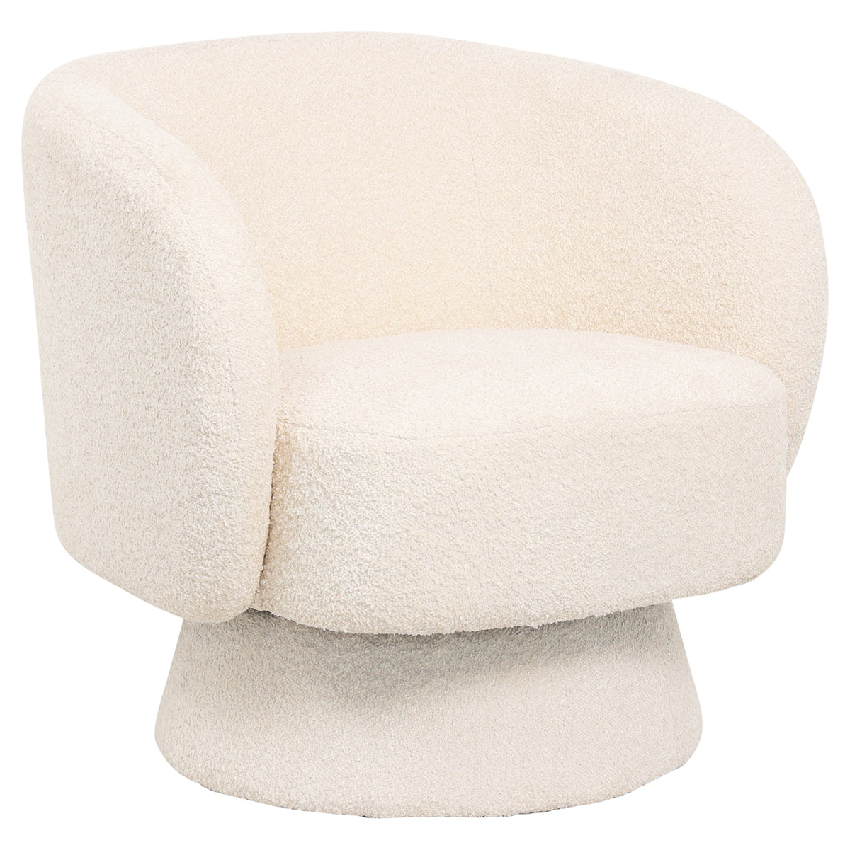 KARLEN SWIVEL ARMCHAIR ECRU BOUCLE FABRIC 78x81x77