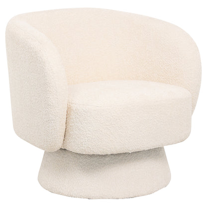 KARLEN SWIVEL ARMCHAIR ECRU BOUCLE FABRIC 78x81x77