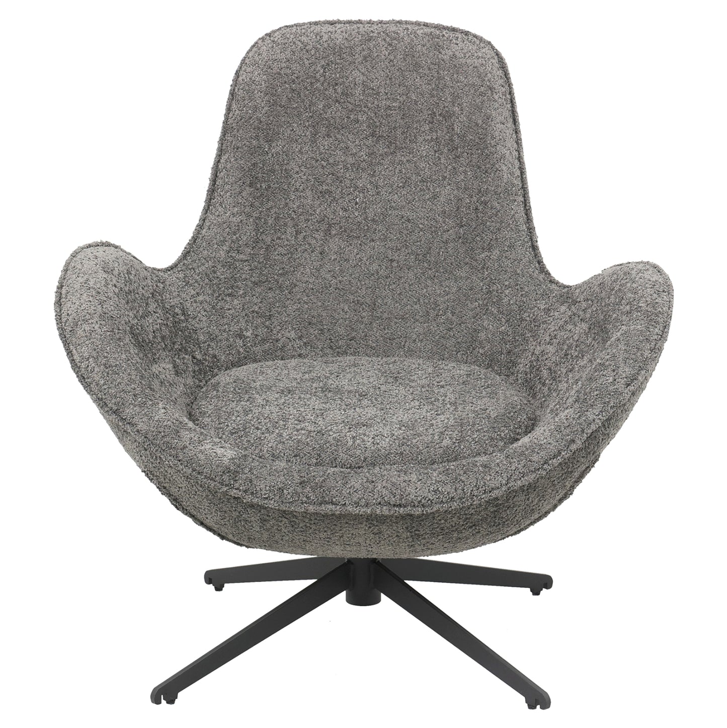 SWIVEL ARMCHAIR BRYNN GREY BOUCLE BLACK METAL BASE 86x76x87