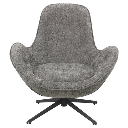 SWIVEL ARMCHAIR BRYNN GREY BOUCLE BLACK METAL BASE 86x76x87