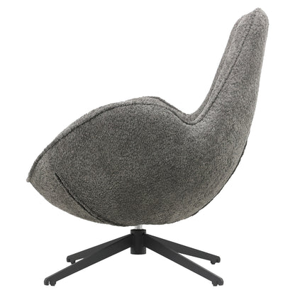SWIVEL ARMCHAIR BRYNN GREY BOUCLE BLACK METAL BASE 86x76x87