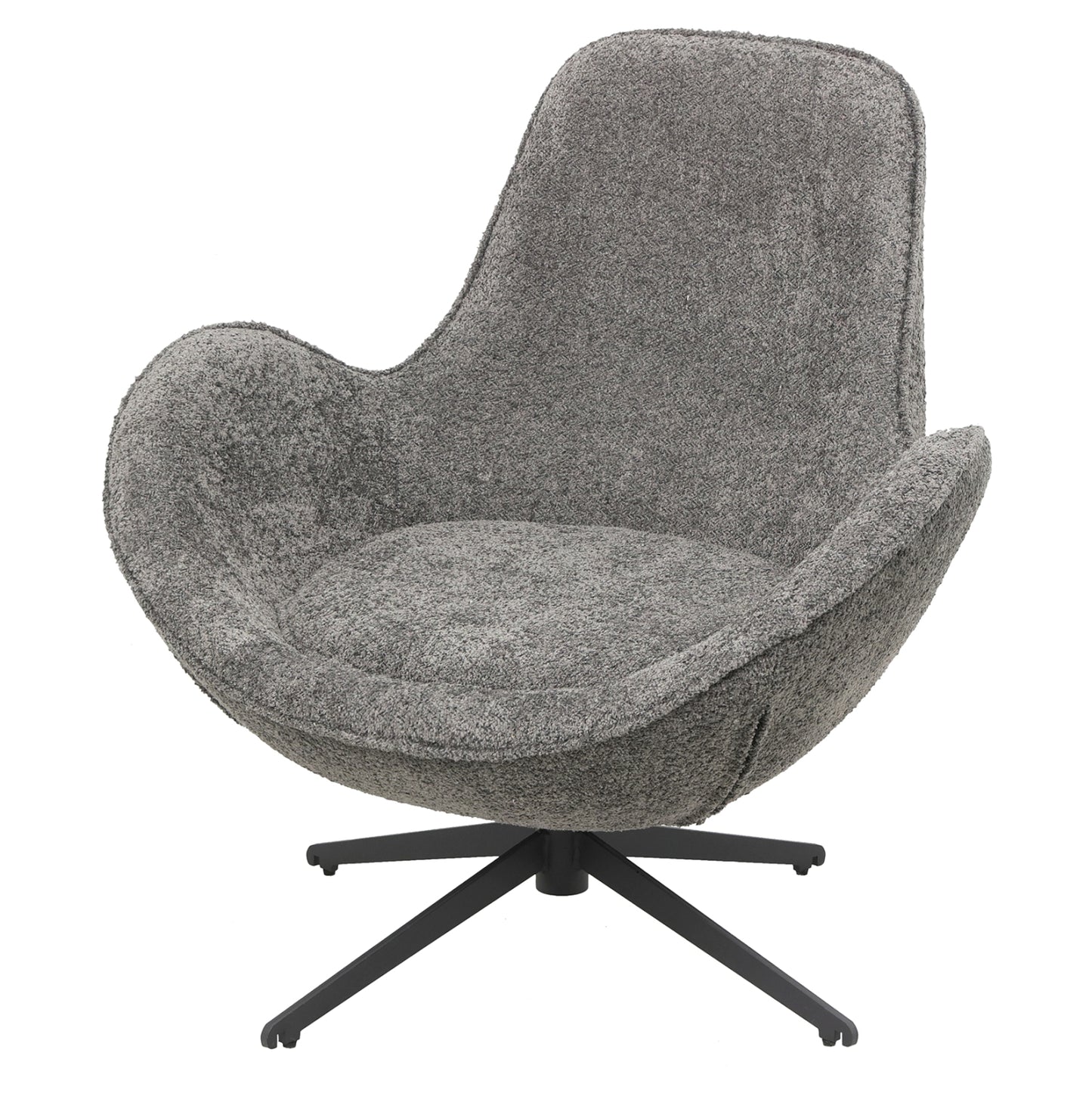 SWIVEL ARMCHAIR BRYNN GREY BOUCLE BLACK METAL BASE 86x76x87