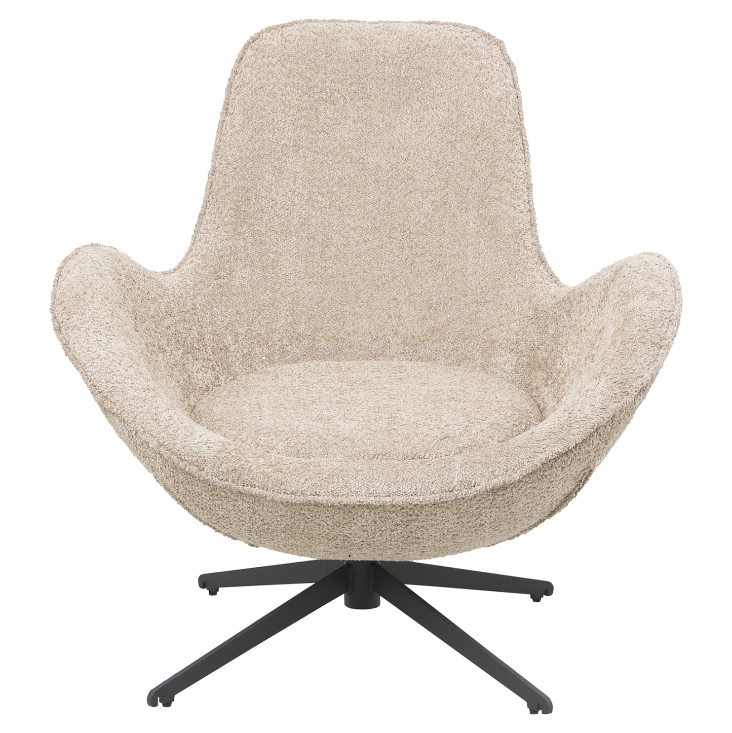 SWIVEL ARMCHAIR BRYNN BEIGE BOUCLE BLACK METAL BASE 86x76x87