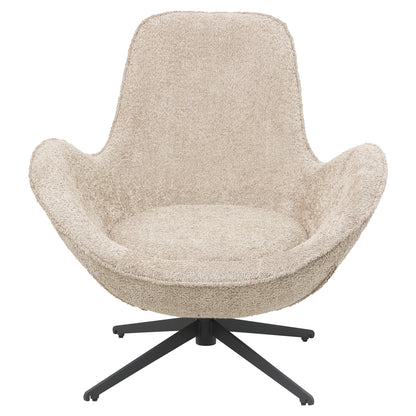 SWIVEL ARMCHAIR BRYNN BEIGE BOUCLE BLACK METAL BASE 86x76x87