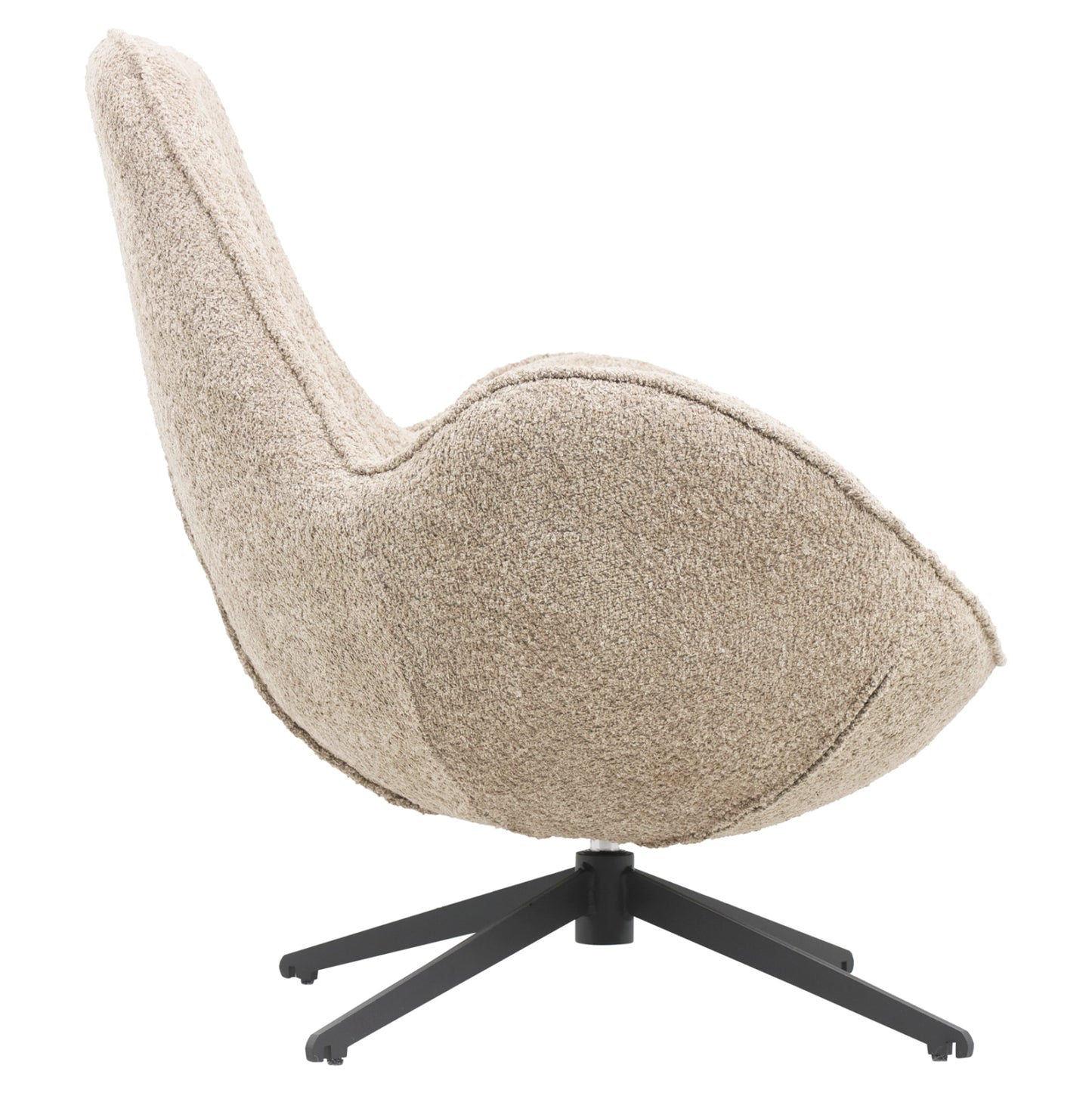 SWIVEL ARMCHAIR BRYNN BEIGE BOUCLE BLACK METAL BASE 86x76x87