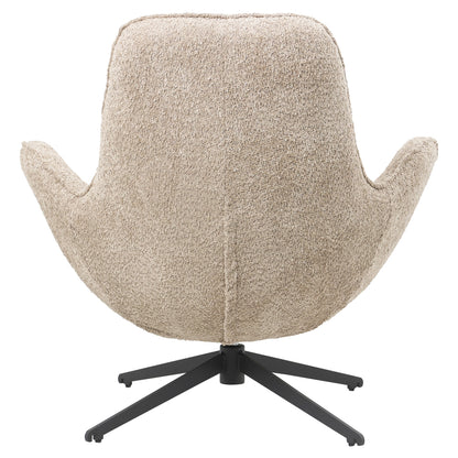 SWIVEL ARMCHAIR BRYNN BEIGE BOUCLE BLACK METAL BASE 86x76x87