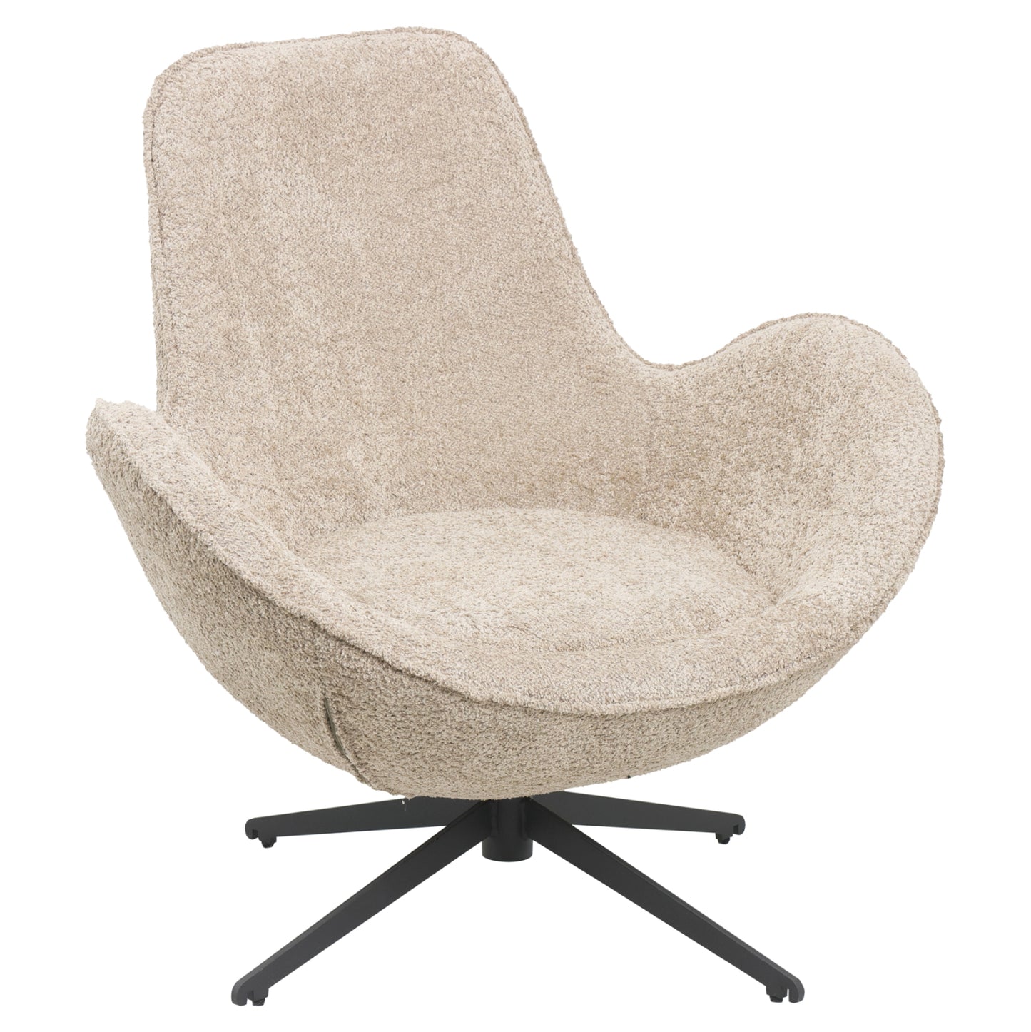 SWIVEL ARMCHAIR BRYNN BEIGE BOUCLE BLACK METAL BASE 86x76x87