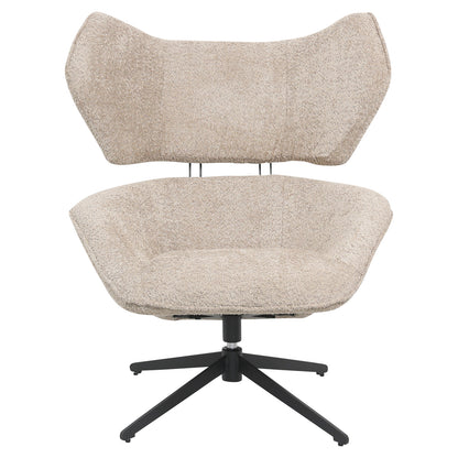 BRYLL SWIVEL ARMCHAIR BEIGE BOUCLE BLACK BASE 86x90x97
