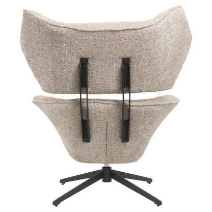 BRYLL SWIVEL ARMCHAIR BEIGE BOUCLE BLACK BASE 86x90x97