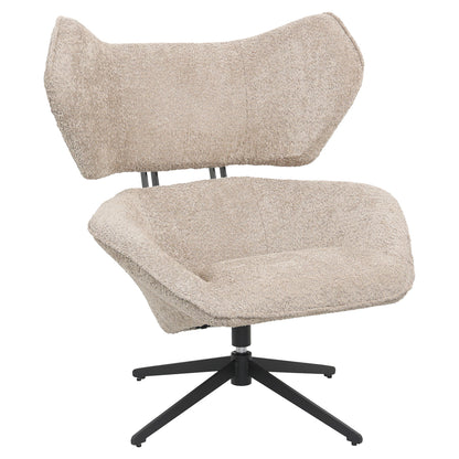 BRYLL SWIVEL ARMCHAIR BEIGE BOUCLE BLACK BASE 86x90x97