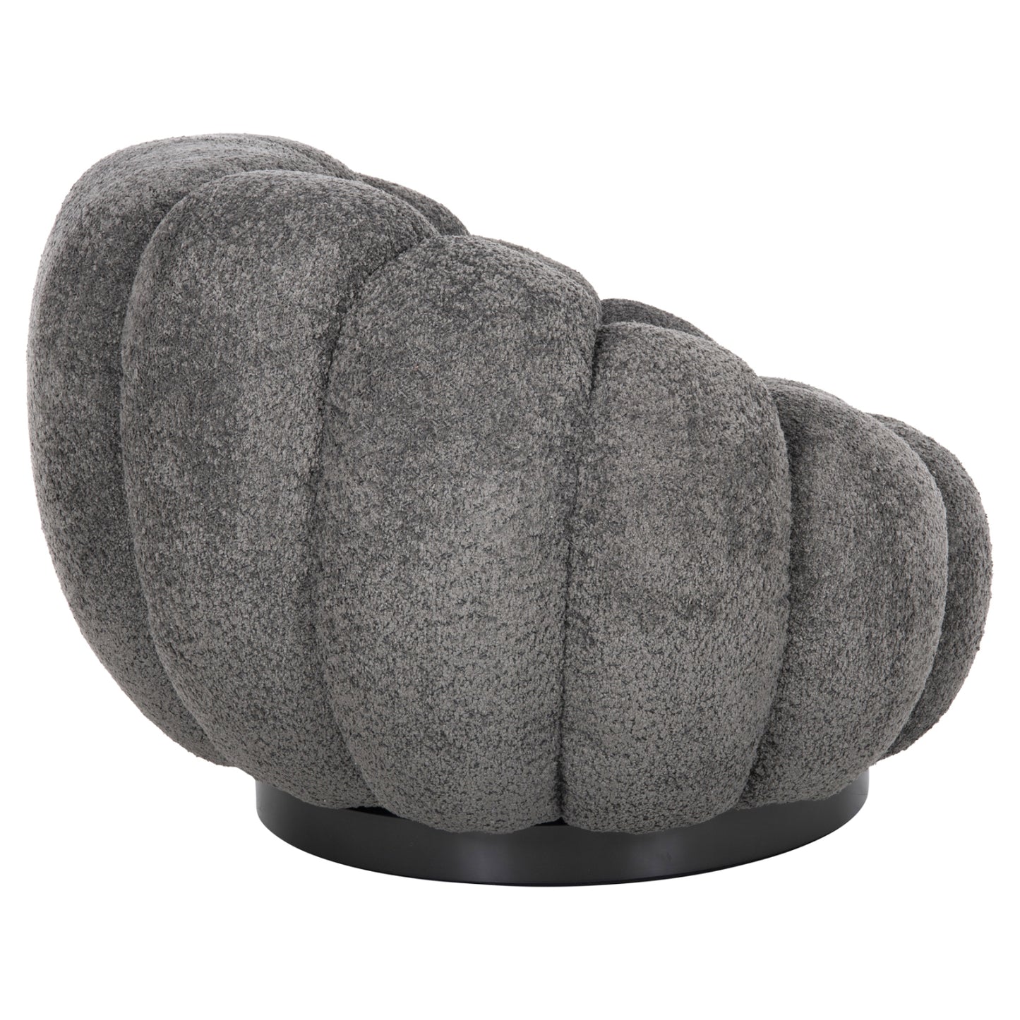 SWIVEL ARMCHAIR GRYMM GREY BOUCLE BLACK METAL BASE 95x92x68