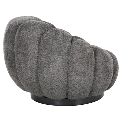 SWIVEL ARMCHAIR GRYMM GREY BOUCLE BLACK METAL BASE 95x92x68