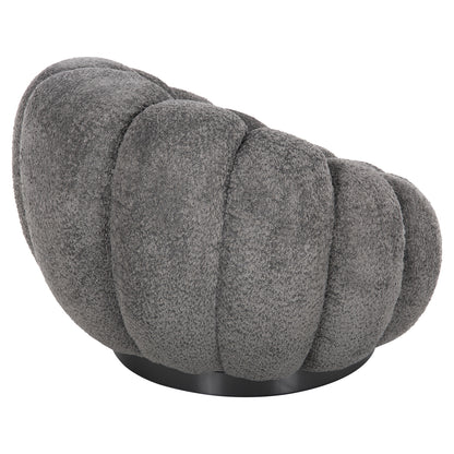 SWIVEL ARMCHAIR GRYMM GREY BOUCLE BLACK METAL BASE 95x92x68