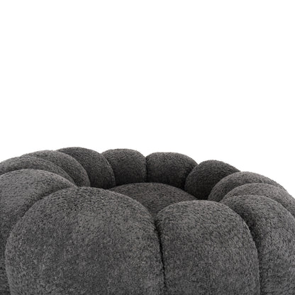 SWIVEL ARMCHAIR GRYMM GREY BOUCLE BLACK METAL BASE 95x92x68
