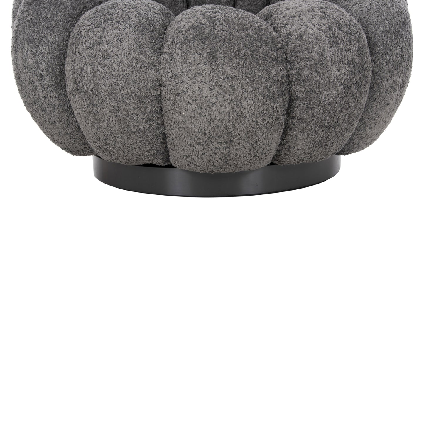 SWIVEL ARMCHAIR GRYMM GREY BOUCLE BLACK METAL BASE 95x92x68