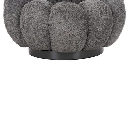 SWIVEL ARMCHAIR GRYMM GREY BOUCLE BLACK METAL BASE 95x92x68