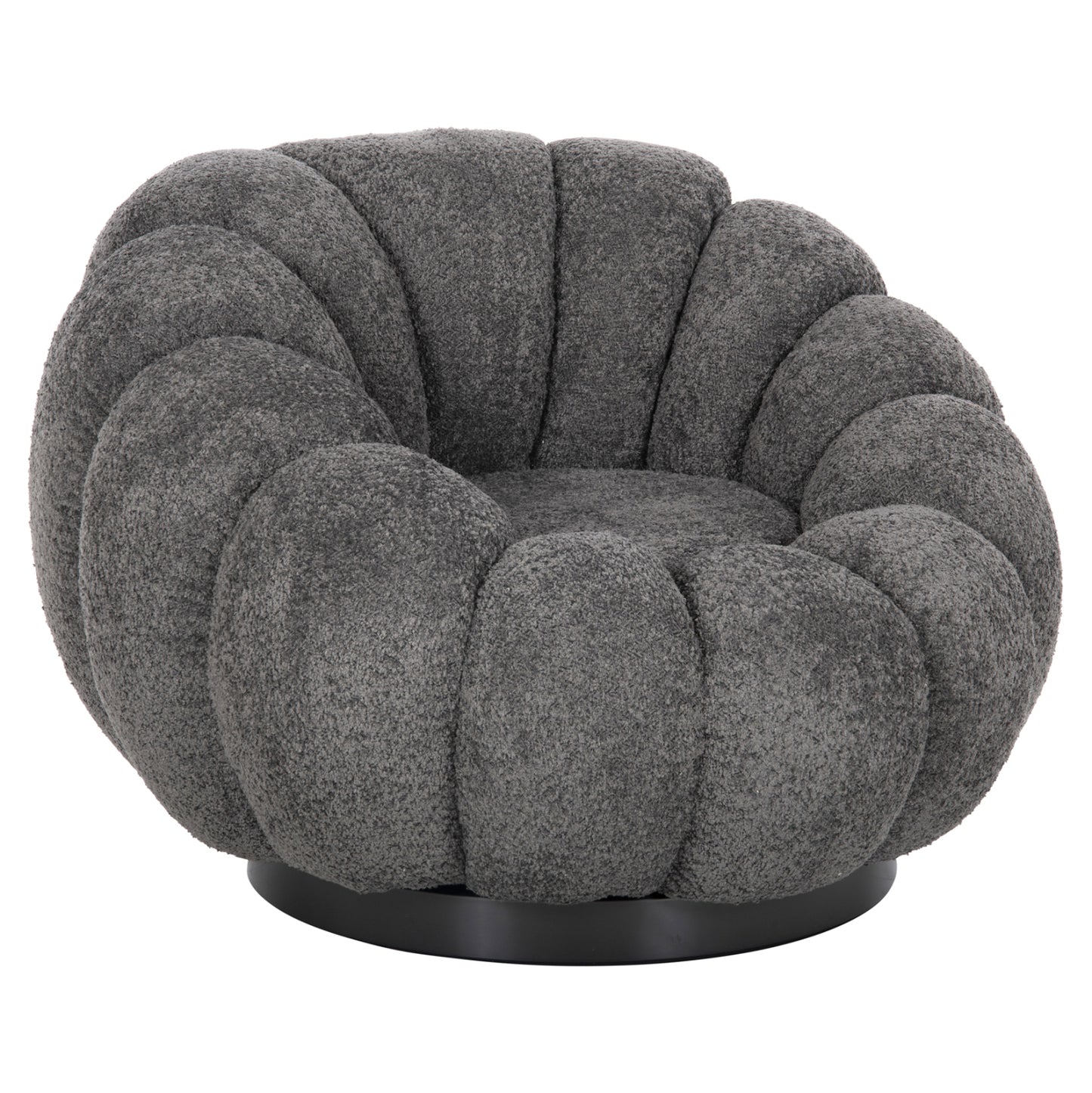 SWIVEL ARMCHAIR GRYMM GREY BOUCLE BLACK METAL BASE 95x92x68