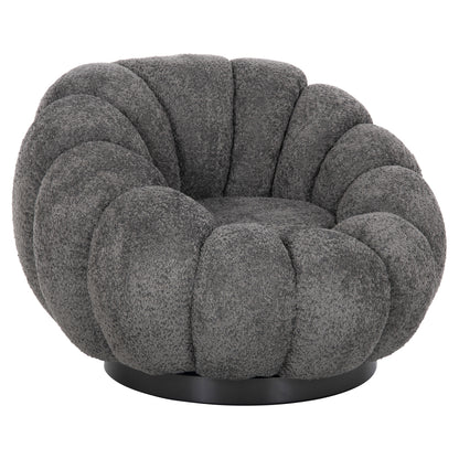 SWIVEL ARMCHAIR GRYMM GREY BOUCLE BLACK METAL BASE 95x92x68