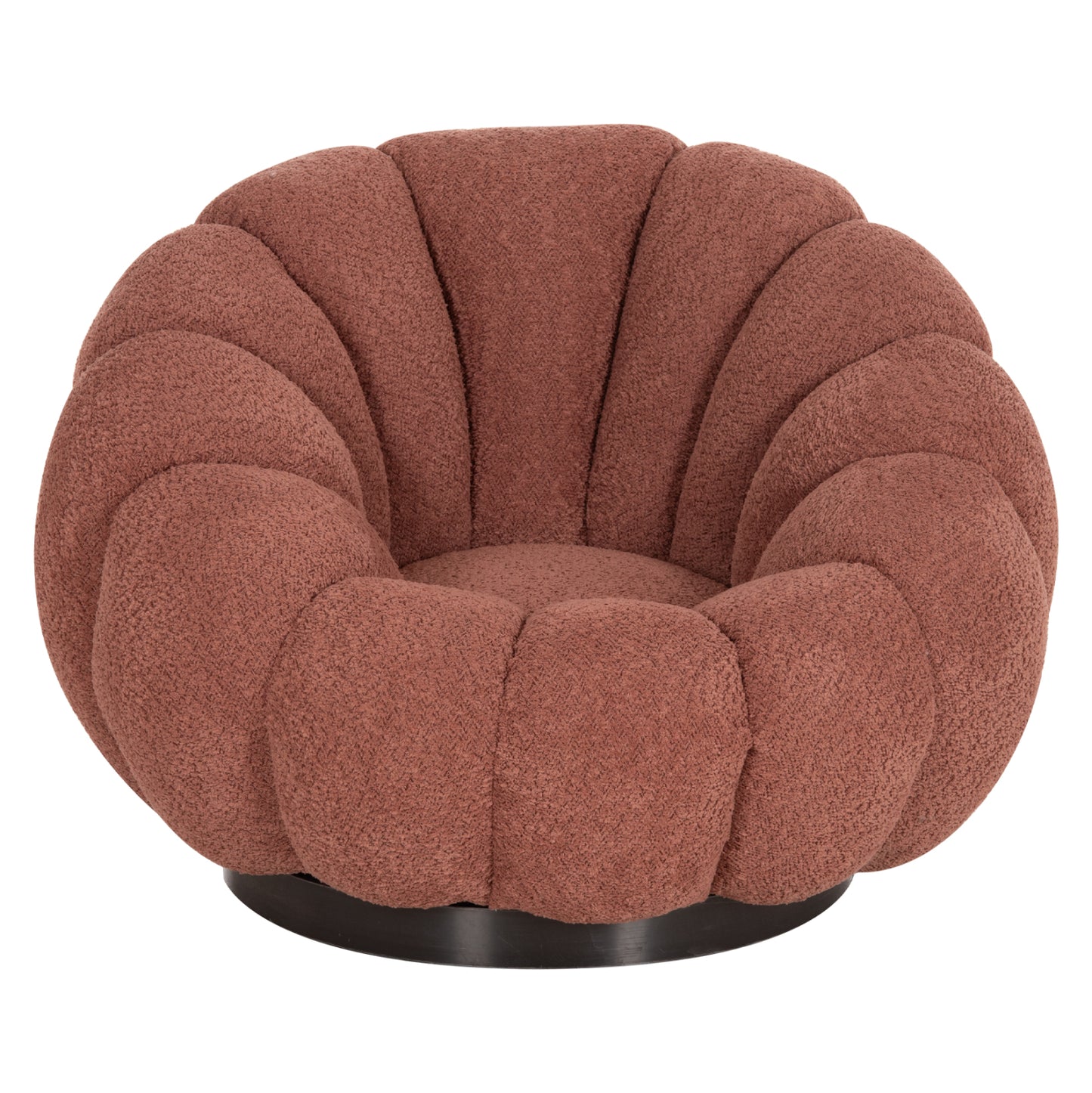 SWIVEL ARMCHAIR GRYMM PINK BOUCLE BLACK METAL BASE 95x92x68