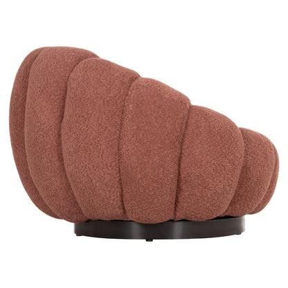 SWIVEL ARMCHAIR GRYMM PINK BOUCLE BLACK METAL BASE 95x92x68