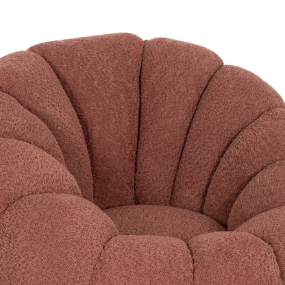SWIVEL ARMCHAIR GRYMM PINK BOUCLE BLACK METAL BASE 95x92x68