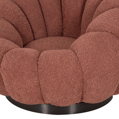 SWIVEL ARMCHAIR GRYMM PINK BOUCLE BLACK METAL BASE 95x92x68