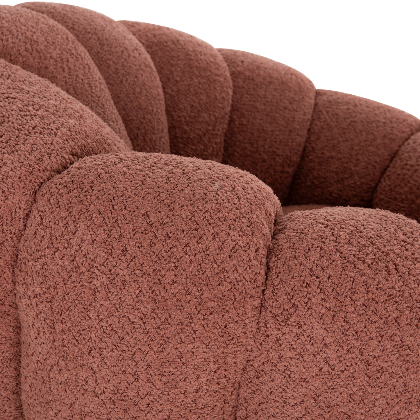 SWIVEL ARMCHAIR GRYMM PINK BOUCLE BLACK METAL BASE 95x92x68