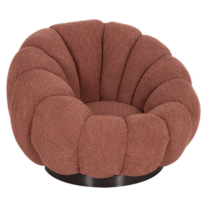 SWIVEL ARMCHAIR GRYMM PINK BOUCLE BLACK METAL BASE 95x92x68