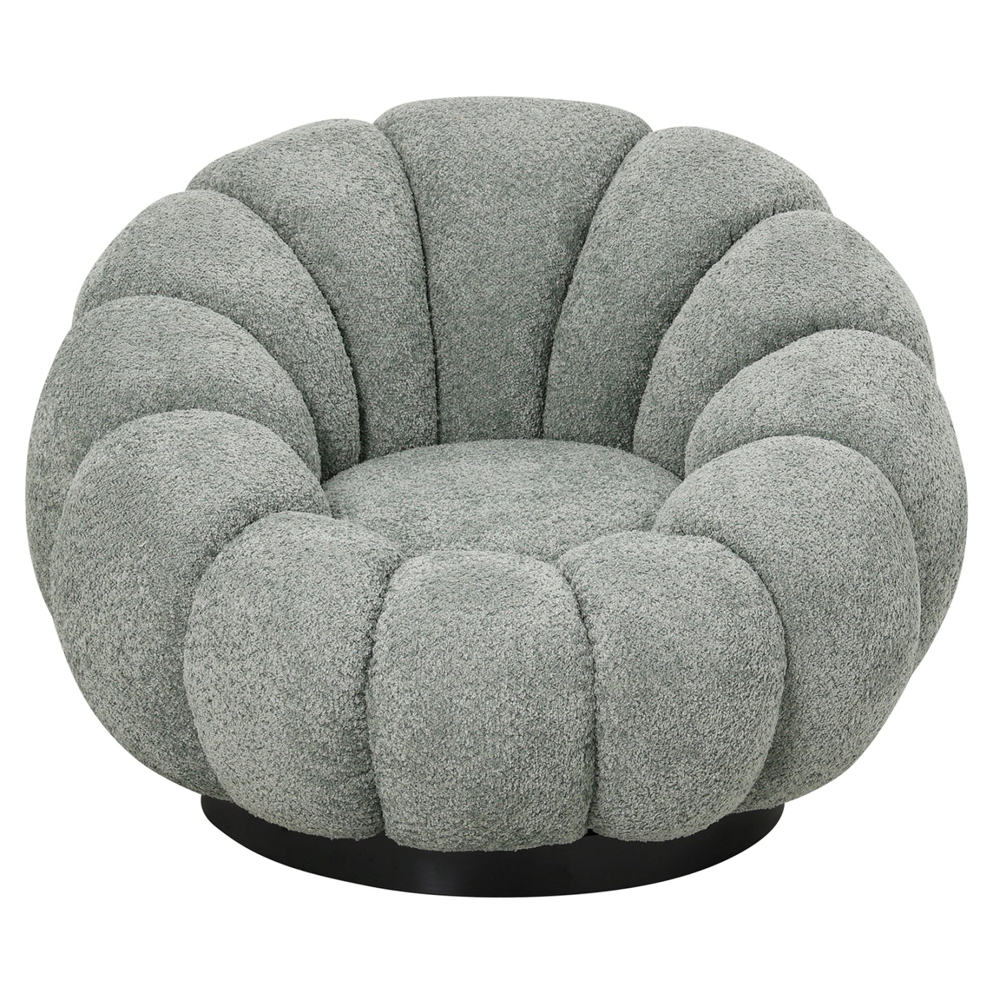 GRYMM SWIVEL ARMCHAIR PISTACHIO BOUCLE BLACK METAL BASE 95x92x68