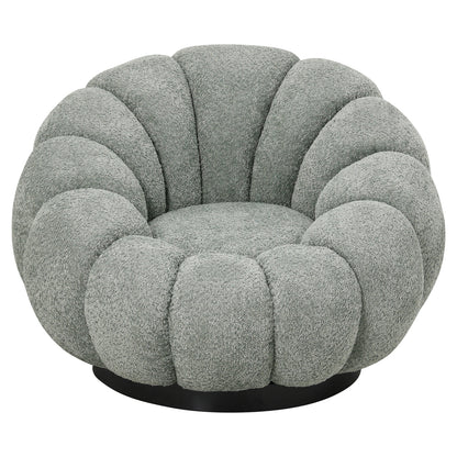 GRYMM SWIVEL ARMCHAIR PISTACHIO BOUCLE BLACK METAL BASE 95x92x68