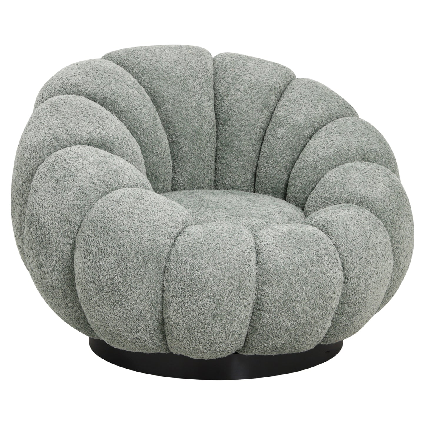 GRYMM SWIVEL ARMCHAIR PISTACHIO BOUCLE BLACK METAL BASE 95x92x68