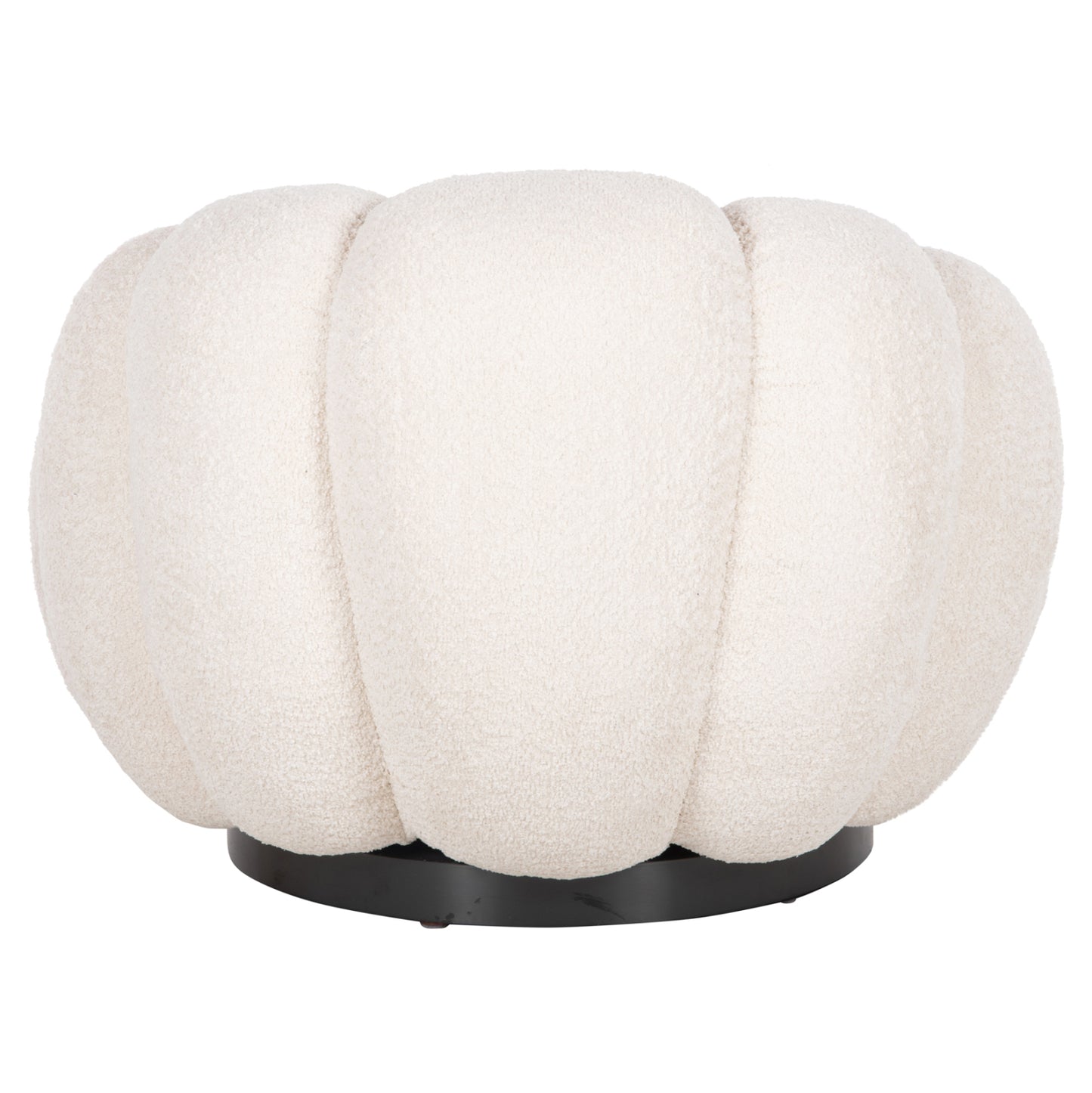 SWIVEL ARMCHAIR GRYMM ECRU BOUCLE BLACK METAL BASE 95x92x68