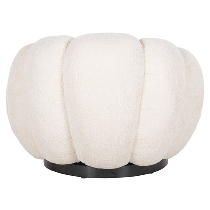 SWIVEL ARMCHAIR GRYMM ECRU BOUCLE BLACK METAL BASE 95x92x68