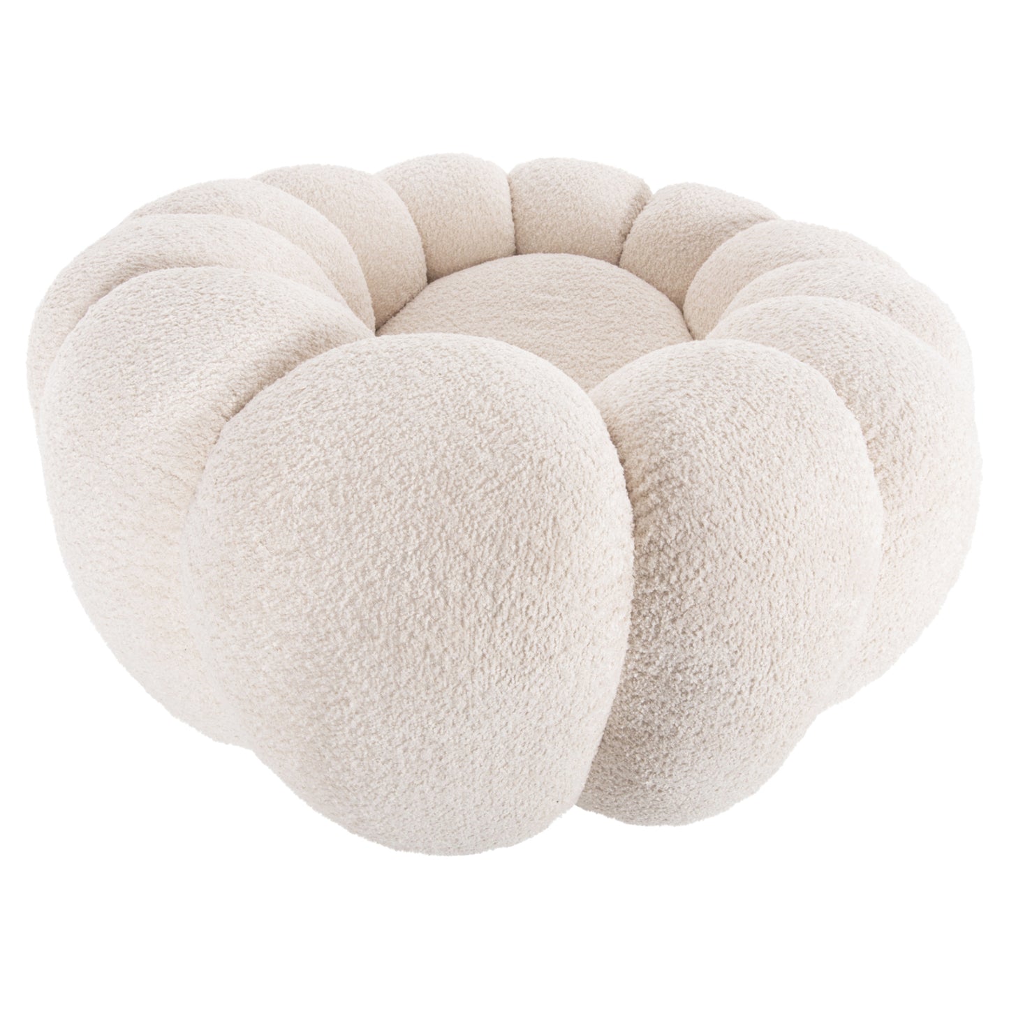 SWIVEL ARMCHAIR GRYMM ECRU BOUCLE BLACK METAL BASE 95x92x68