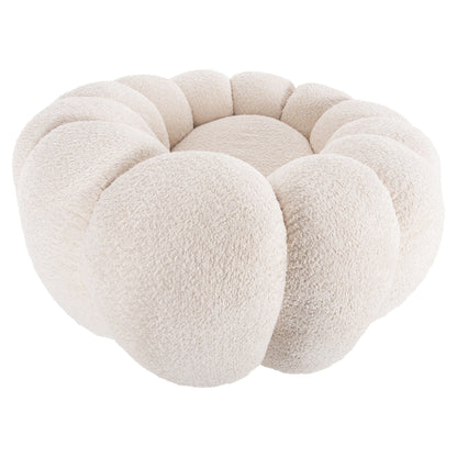 SWIVEL ARMCHAIR GRYMM ECRU BOUCLE BLACK METAL BASE 95x92x68