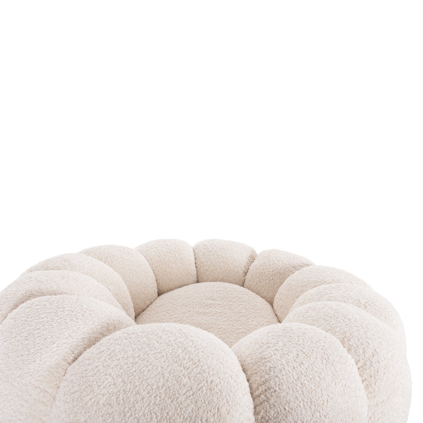 SWIVEL ARMCHAIR GRYMM ECRU BOUCLE BLACK METAL BASE 95x92x68