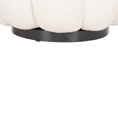 SWIVEL ARMCHAIR GRYMM ECRU BOUCLE BLACK METAL BASE 95x92x68