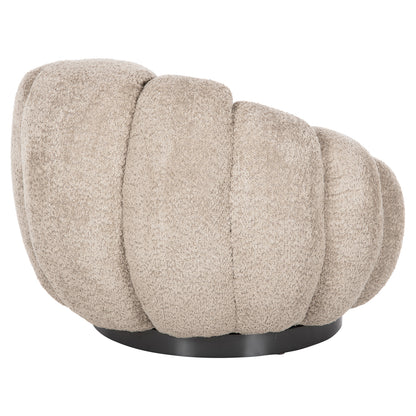 GRYMM SWIVEL ARMCHAIR BEIGE BROWN BOUCLE BLACK METAL BASE 95x92x68