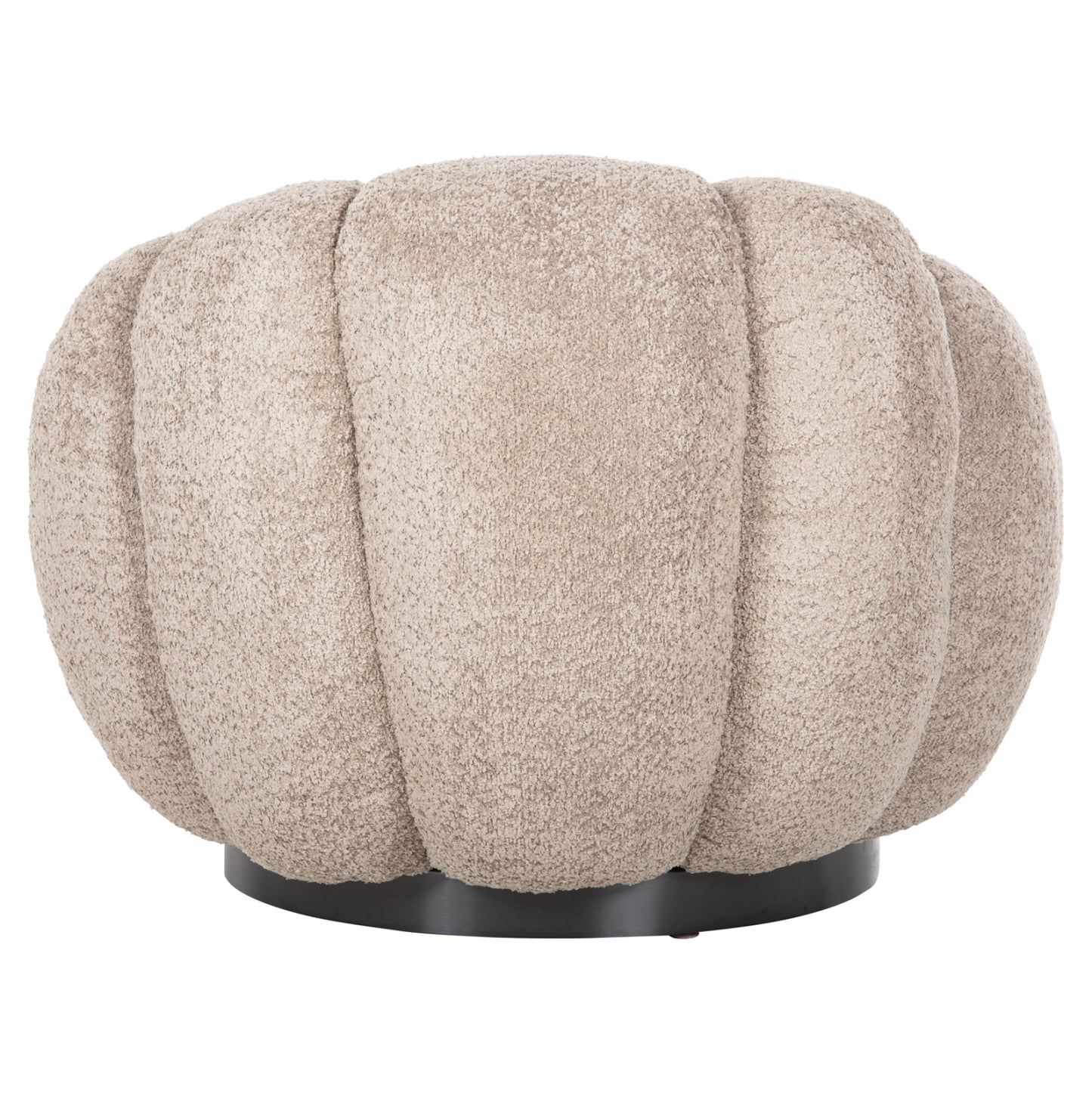 GRYMM SWIVEL ARMCHAIR BEIGE BROWN BOUCLE BLACK METAL BASE 95x92x68